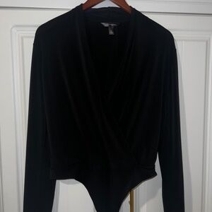 Banana Republic Black Wrap-Style Long Sleeve Bodysuit
